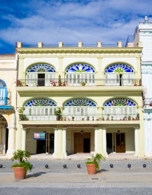 Colorful colonial building in Havana clipart