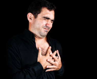 Young man having a heart attack clipart