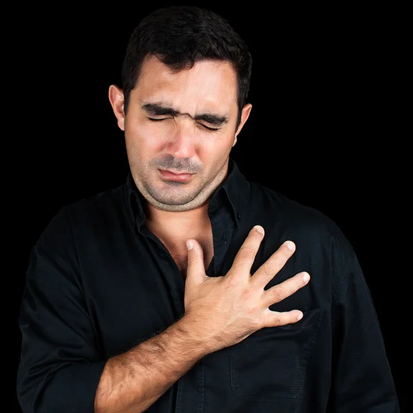 Joven sintiendo dolor en el pecho — Foto de Stock