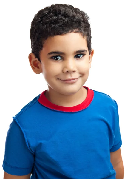 Porträt eines niedlichen kleinen lateinischen Jungen isoliert o weiß — Stockfoto