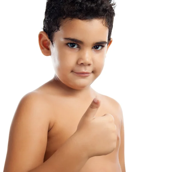 Porträt eines niedlichen kleinen lateinischen Jungen isoliert o weiß — Stockfoto