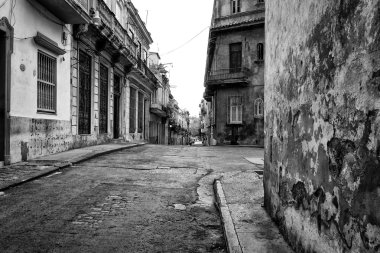 Urban scene with shabby buildings in Old Havana clipart