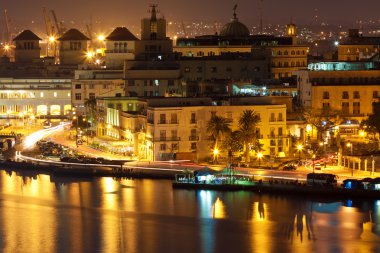 Old Havana illuminated at night clipart