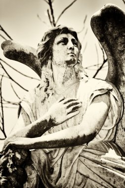 Vintage image of a beautiful angel on a cemetery clipart