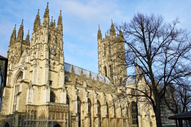 The Cathedral of Canterbury on a beautiful day clipart