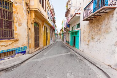 Grunge decaying buildings in Old Havana clipart