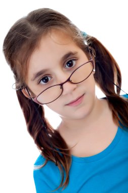 İspanyol kız gözlüklü beyaz izole
