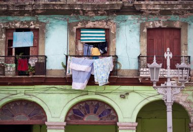 Crumbling buildings in Old Havana clipart