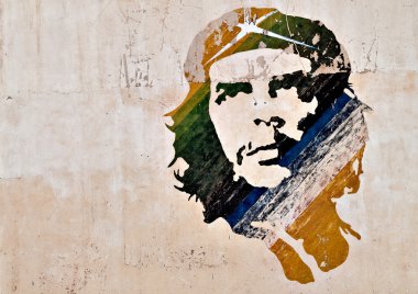 Che Guevara painting on a wall in Havana clipart