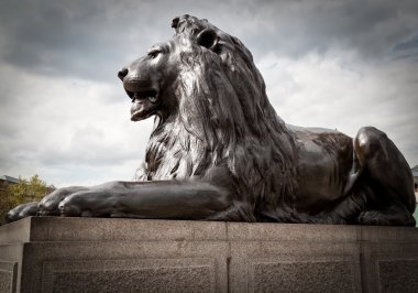 Famous lion sculpture in Trafalgar Square, London clipart