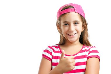 Trendy latin girl with a pink baseball cap clipart