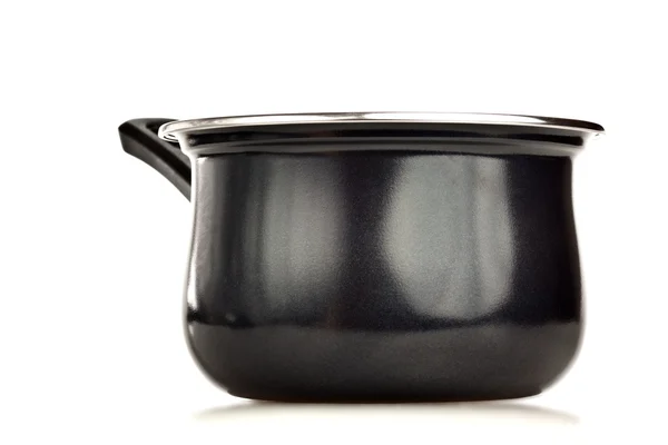Kookpot geïsoleerd op wit zwart — Stockfoto