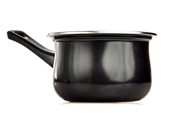 Černý vaření hrnec izolovaných na bílém — Stock fotografie