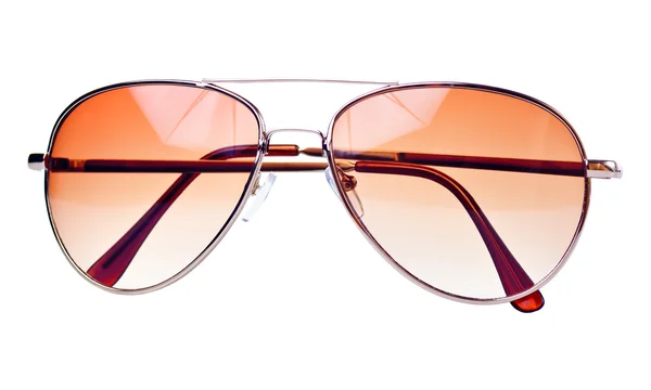 Modernas gafas de sol aviador de color marrón sobre fondo blanco — Foto de Stock