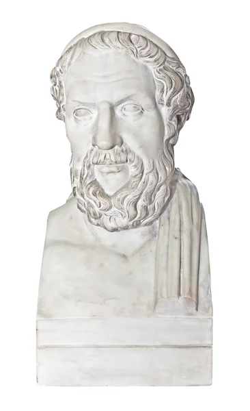 Antigua estatua del poeta griego Homero aislado en blanco — Foto de Stock