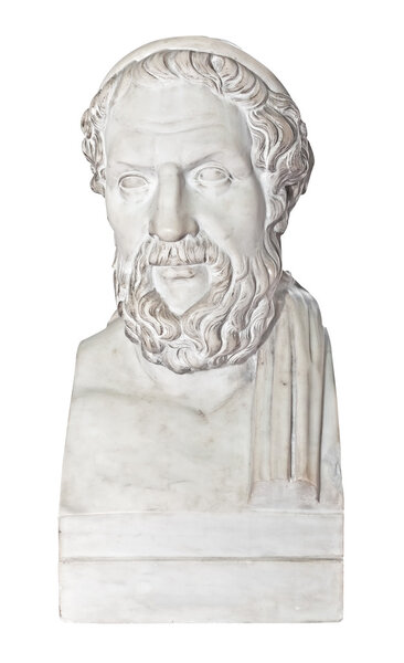 Ancient statue of the greek poet Homer isolated on white