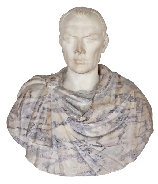 Oud standbeeld van julius caesar geïsoleerd op wit — Stockfoto