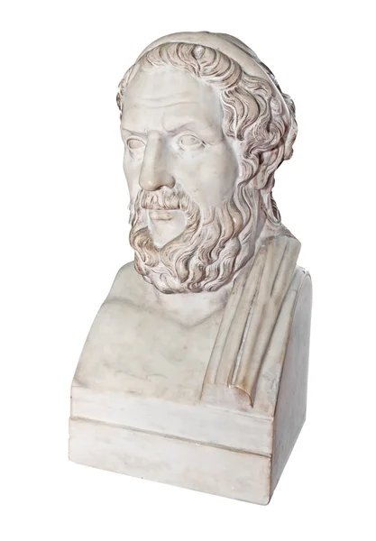 Antigua estatua del poeta griego Homero aislado en blanco —  Fotos de Stock