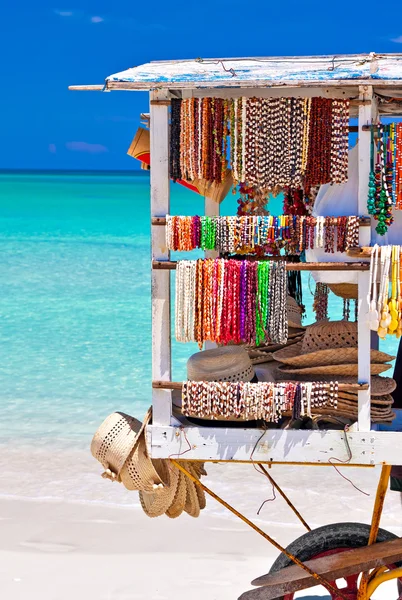 stock image Cart selling souvenirs on the cuban beach of Varadero