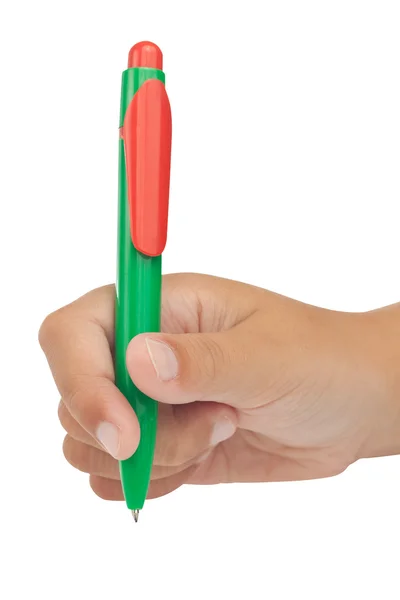 손에 흰색 절연 다채로운 펜으로 쓰기 — 스톡 사진
