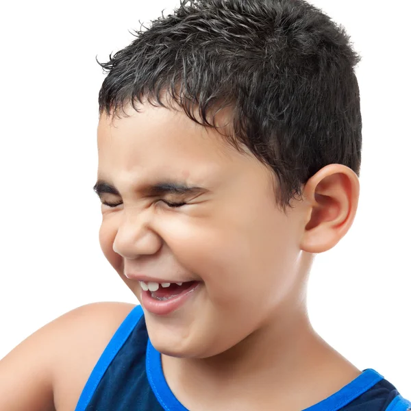 Портрет маленького латинського хлопчика ізольованого на білому — стокове фото