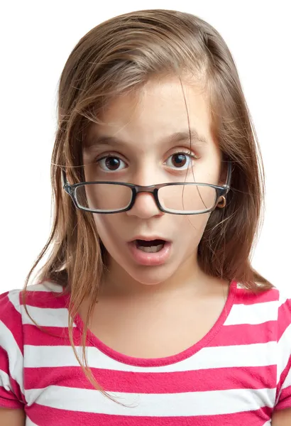 Mooie Latijns meisje dragen van een bril geïsoleerd op wit — Stockfoto