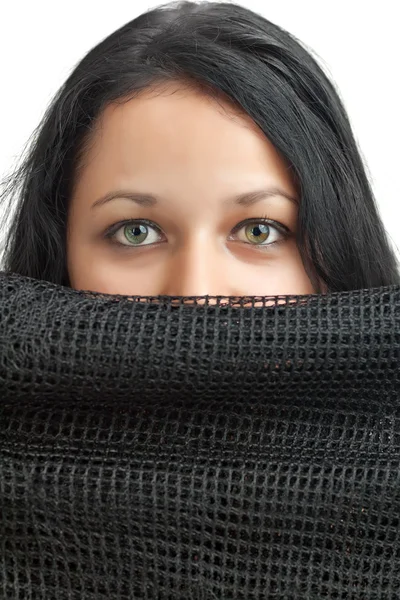 stock image Arabic girl showing her eyes behing a black veil