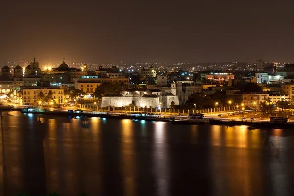 Old Havana illuminated at night Stock Image