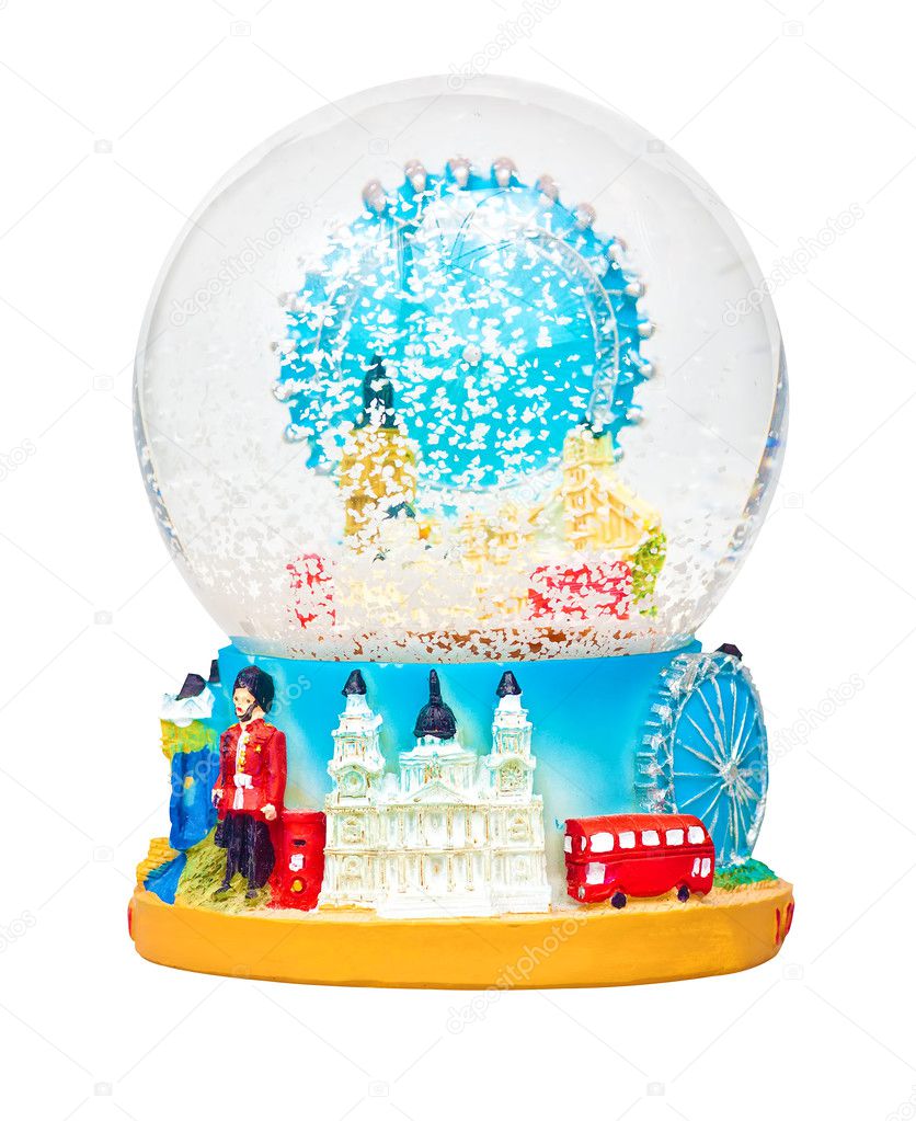 Snow dome with symbols of the city of London