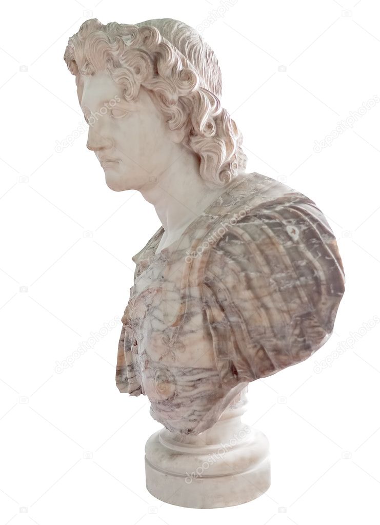 Ancient statue of Alexander The Great isolated on white