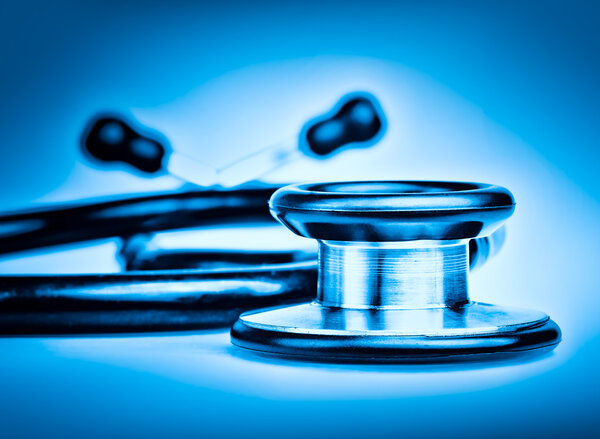 Stethoscope on a blue background