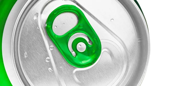 Topo de uma cerveja verde ou refrigerante pode — Fotografia de Stock