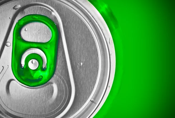 Beer can on a green background — Stock Photo, Image