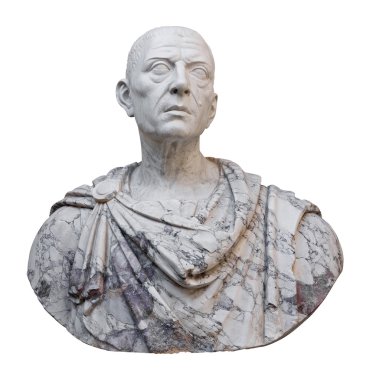 Ancient statue of Julius Caesar isolated on white clipart