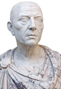 Ancient statue of Julius Caesar isolated on white clipart