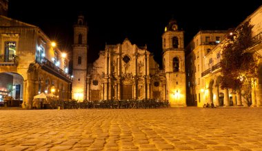 The Cathedral of Havana at night clipart