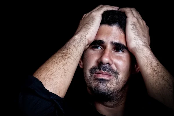 Portret van een jonge man gestresst en triest — Stockfoto