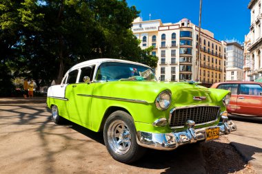 Old american car in Havana clipart