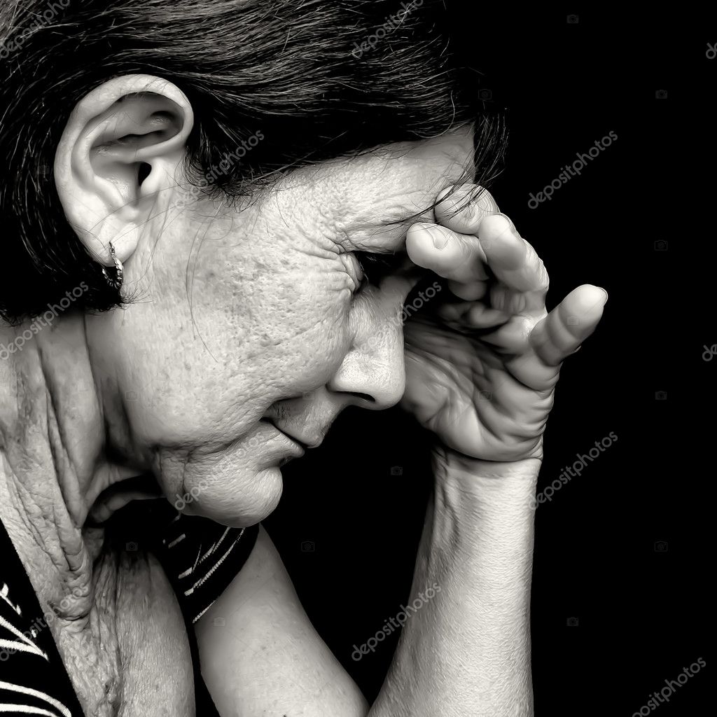 stressed woman black and white
