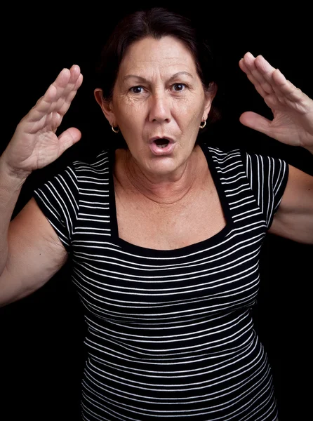 Vecchia donna urla — Foto Stock