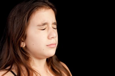 Girl with a very sad face crying clipart