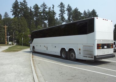 White Tour Bus clipart