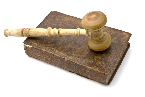 Old book and gavel — Stock Photo, Image