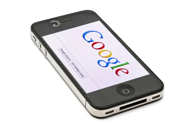 Iphone van Apple en google — Stockfoto