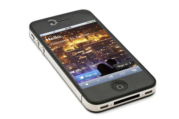 Apple iphone 4s en twiiter — Stockfoto
