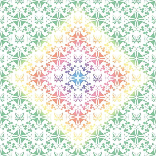 완벽 한 꽃과 나비 패턴 — 스톡 벡터