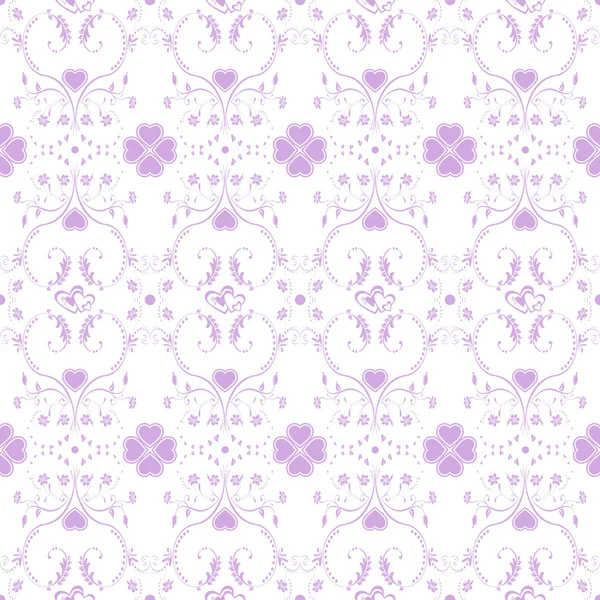 Seamless pattern of hearts and floral — Stock Vector