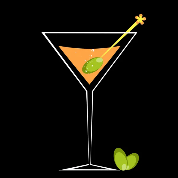Cocktail und Olive — Stockvektor