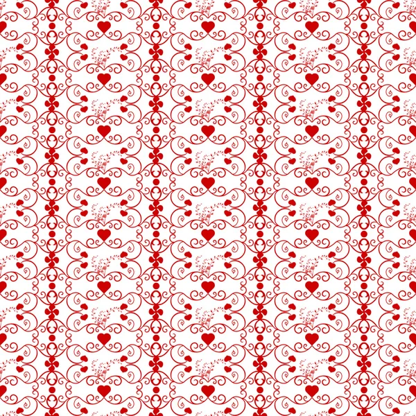 완벽 한 꽃과 하트 패턴 — 스톡 벡터