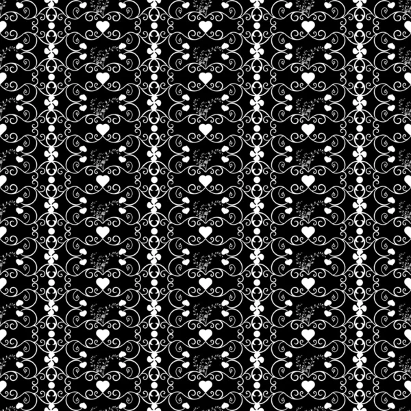 완벽 한 꽃과 하트 패턴 — 스톡 벡터